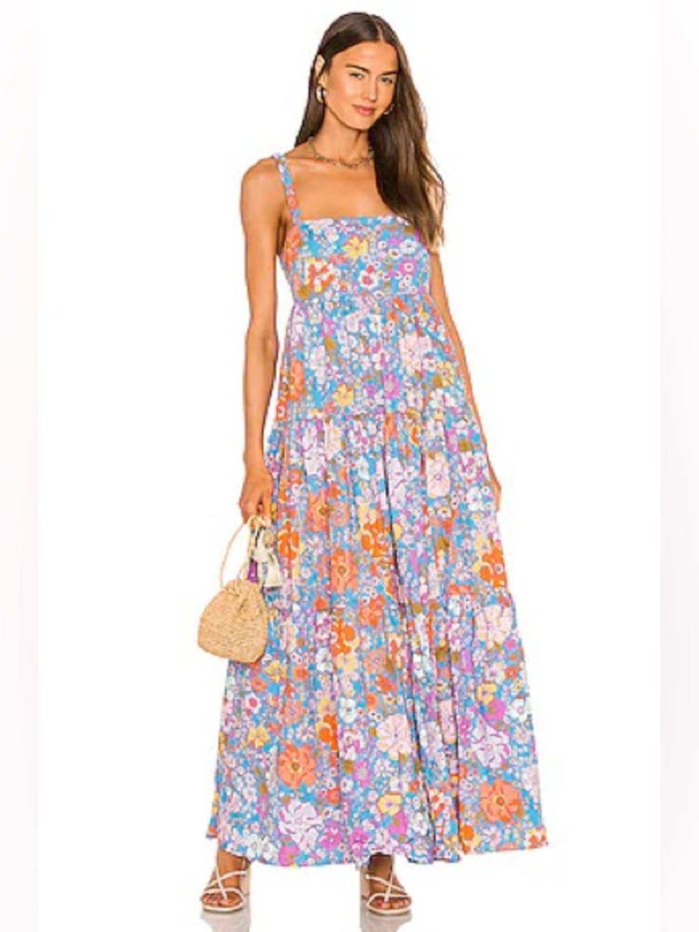 Free People Park Slope Maxi Dress Bluebell Combo Floral Size XS - Picture 2 of 8